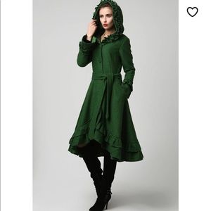 Green Coat/Hoodie Maxi Designer